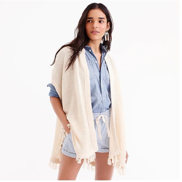 J. Crew Sweaters - J.Crew Linen tasseled poncho - Sm/Md